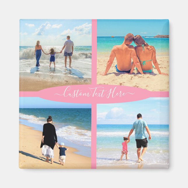 Custom Your Photo Collage Magnet Gift with Text (Front)