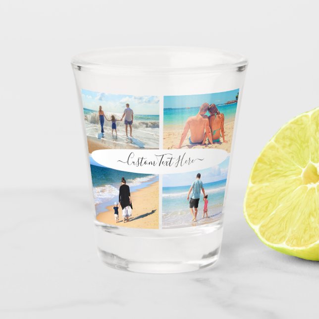 Custom Your Photo Collage Shot Glass with Text (Front)