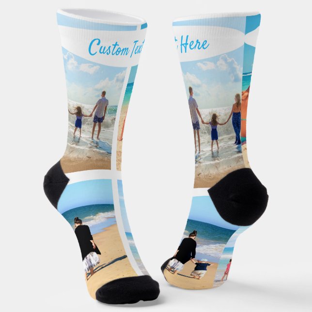 Custom Your Photo Collage Socks Gift with Text (Angled)