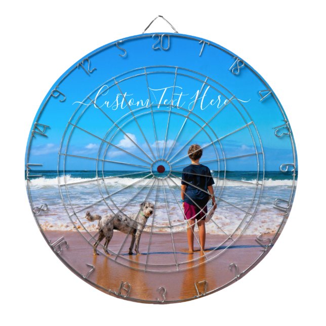Custom Your Photo Dart Board with Text Name (Front)