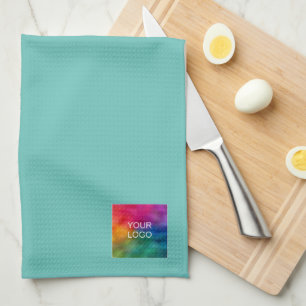 Custom Your Photo Image or Logo Template Teal Tea Towel