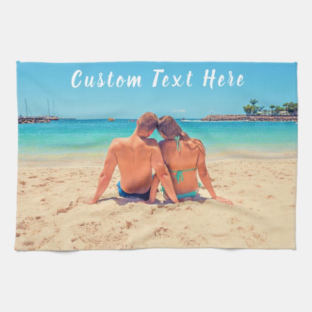 Custom Your Photo Kitchen Towel with Text (Horizontal)