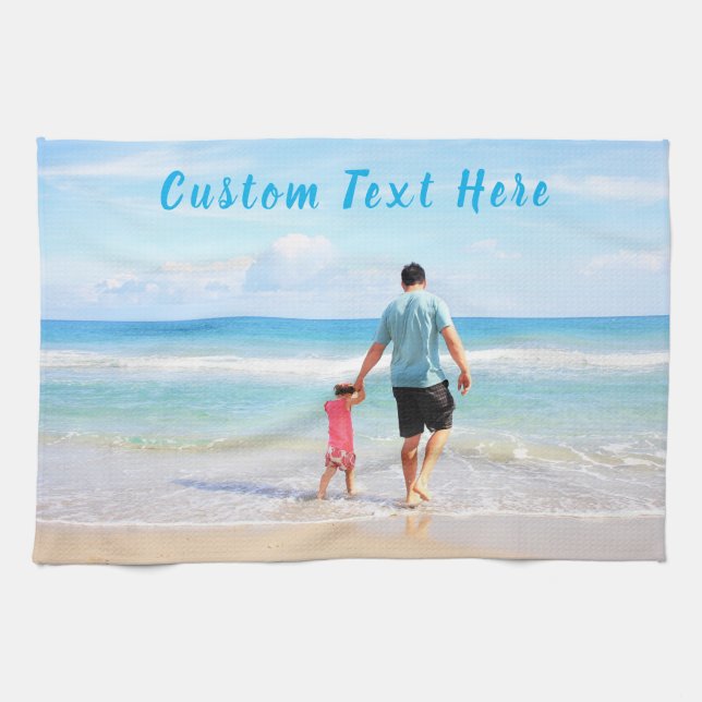 Custom Your Photo Kitchen Towel with Text (Horizontal)