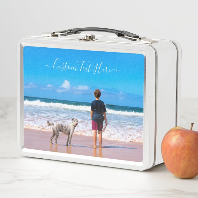 Custom Your Photo Metal Lunch Box with Text (In Situ)