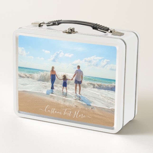 Custom Your Photo Metal Lunch Box with Text (Front)