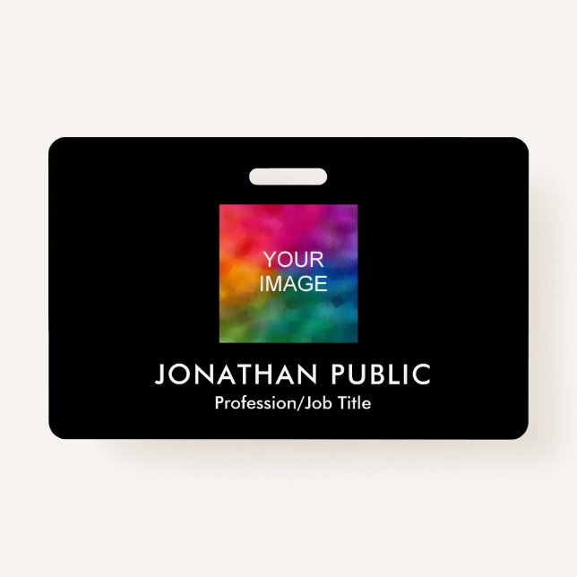 Custom Your Photo or Logo Here Template Business ID Badge (Front)