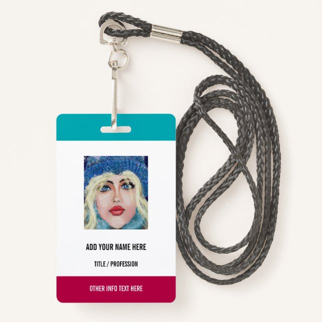 Custom Your Photo or Logo Text Name Business Badge ID Badge (Front with Lanyard)