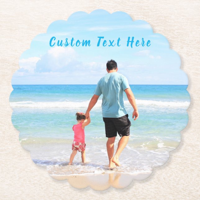 Custom Your Photo Paper Coaster with Text (Front)