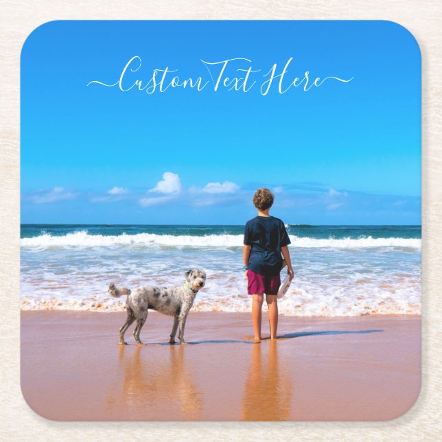 Custom Your Photo Paper Coaster with Text (Front)