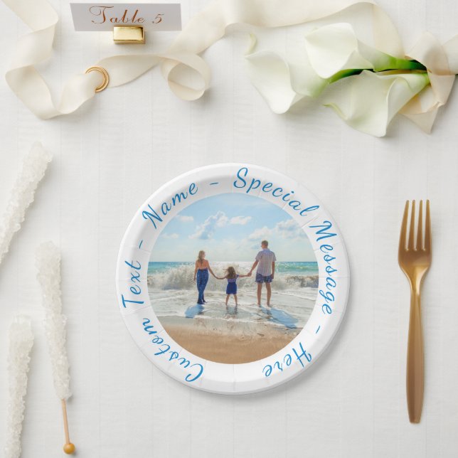 Custom Your Photo Paper Plates Personalised Text (Wedding)