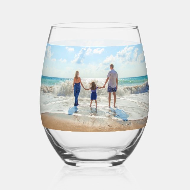 Custom Your Photo Personalised Gift Stemless Wine Glass (Front)