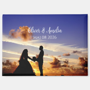 custom your photo personalised name wedding magnet