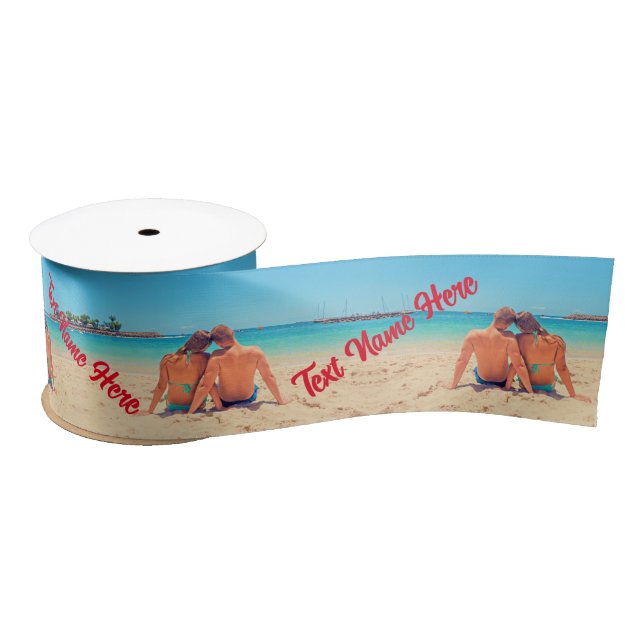 Custom Your Photo Satin Ribbon Gift with Text (Spool)