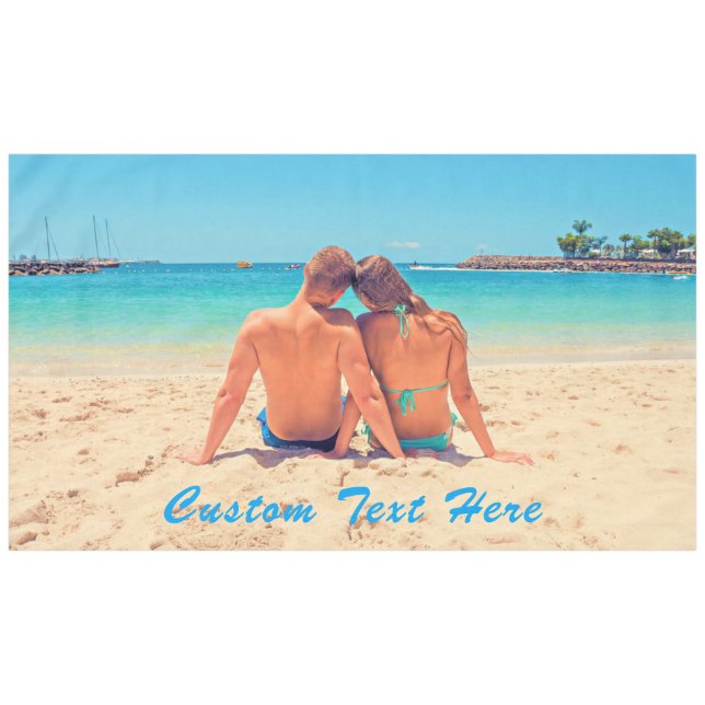 Custom Your Photo Tablecloth with Text (Front (Horizontal))