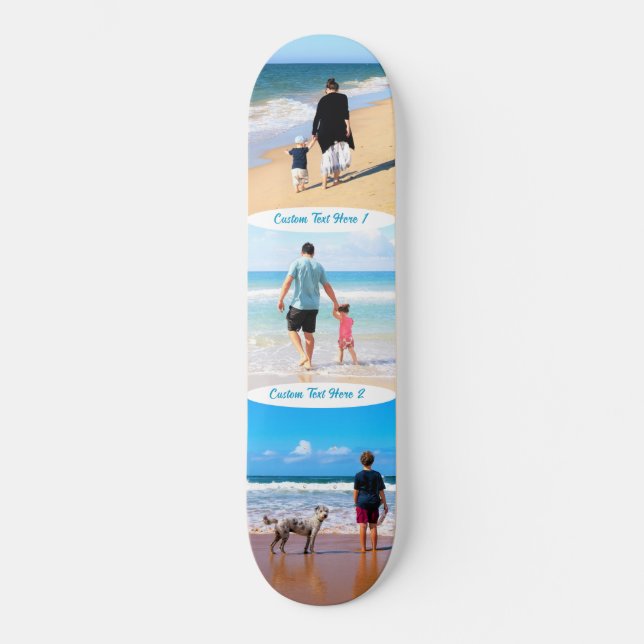 Custom Your Photo Text Collage Skateboard Gift (Front)
