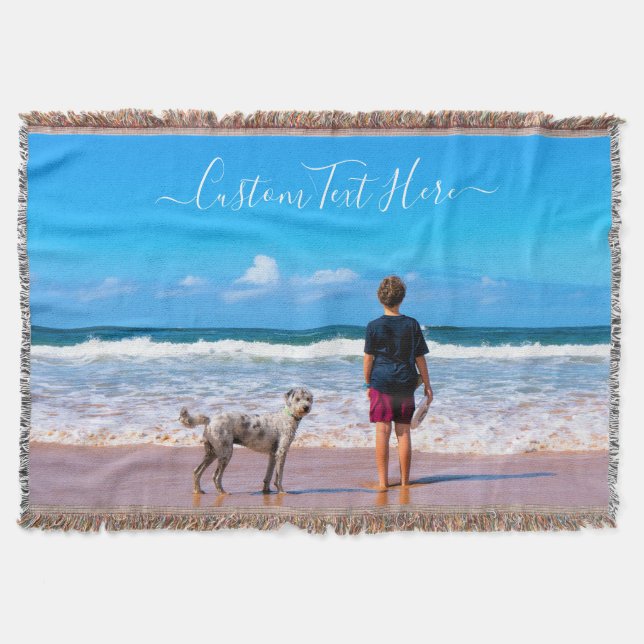 Custom Your Photo Throw Blanket with Text (Front)