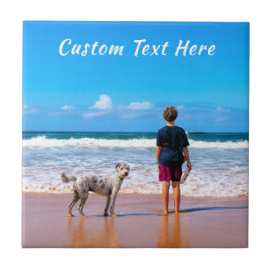 Custom Your Photo Tile Gift with Text Personalised