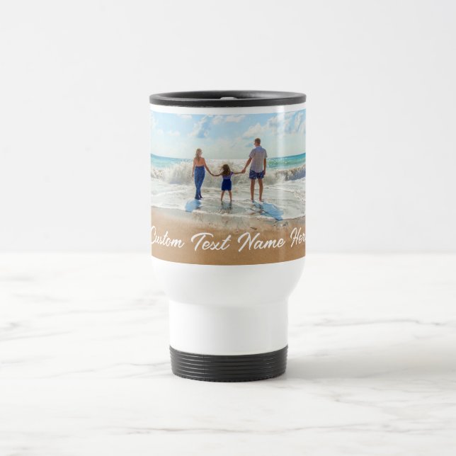 Custom Your Photo Travel Mug with Text (Center)