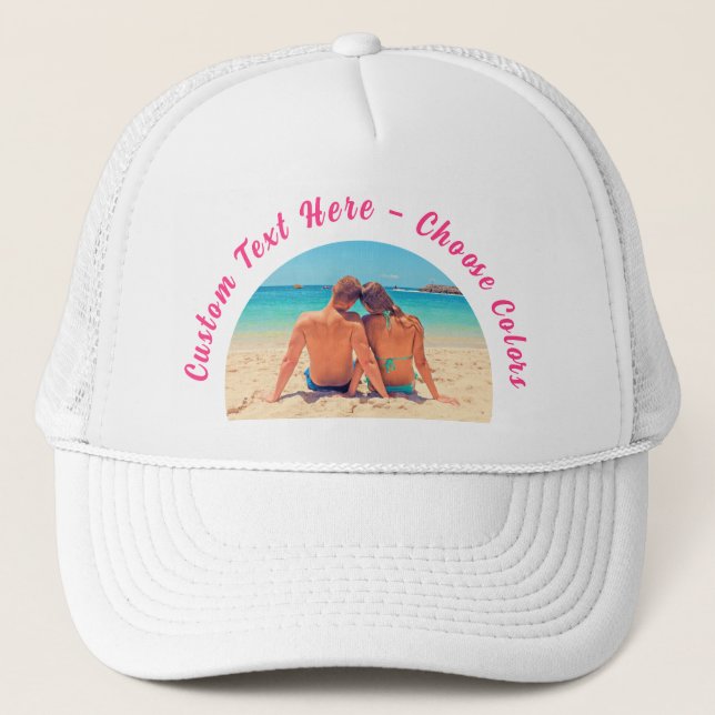 Custom Your Photo Trucker Hat Gift with Text (Front)