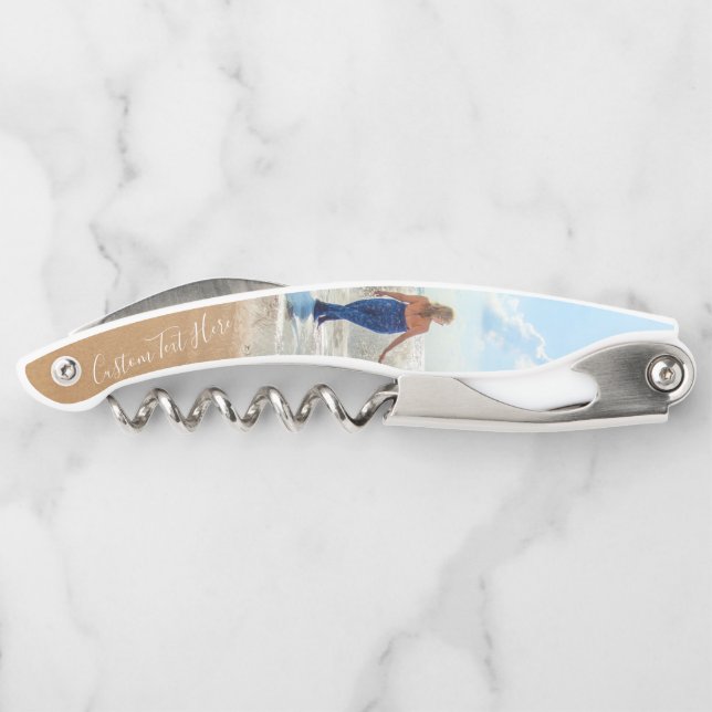 Custom Your Photo Waiter's Corkscrew and Text Name (Back)