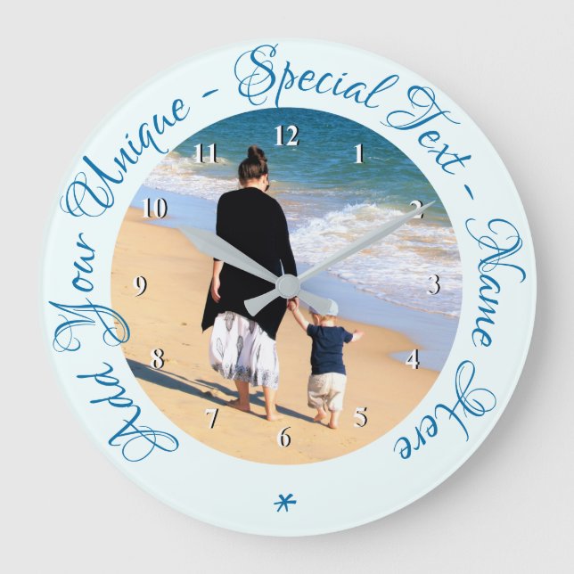 Custom Your Photo Wall Clock Personalised Text (Front)