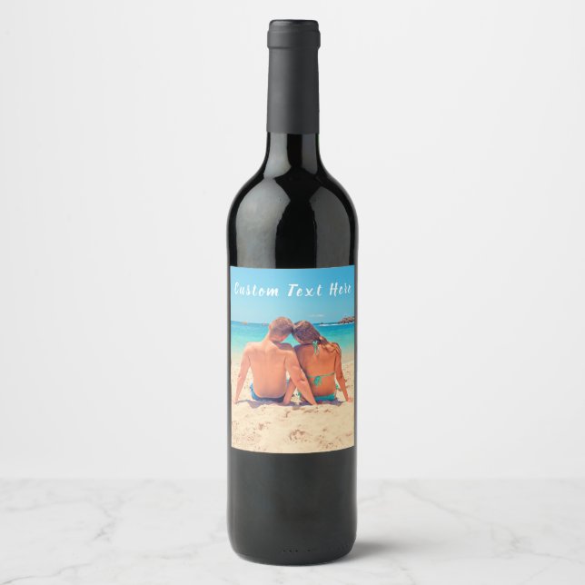 Custom Your Photo Wine Bottle Labels with Text (Front)