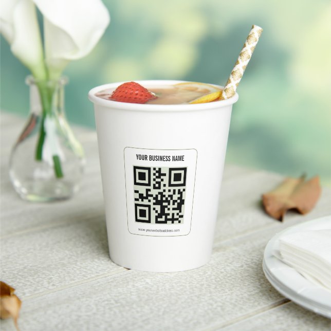 Custom Your QR Code Business Name Template Paper Cups (Insitu)