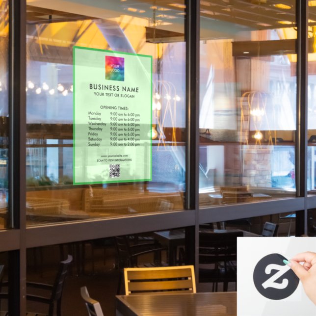Custom Your QR Code Opening Hours Logo Green (Restaurant Window)