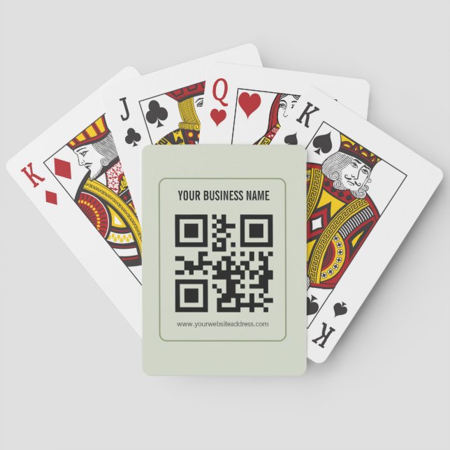 Custom Your QR Code & Sage Green Business Template Playing Cards (Back)