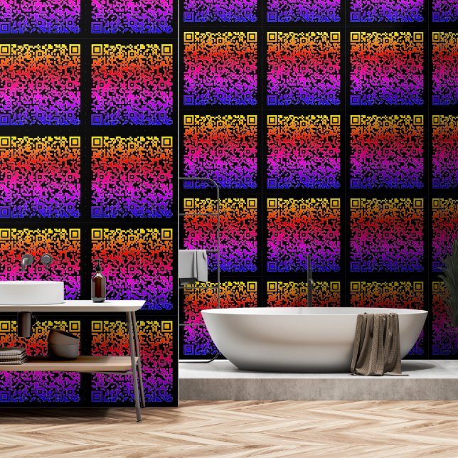 Custom Your QR Code Scan Info Personalised Colour Wallpaper (Bathroom)