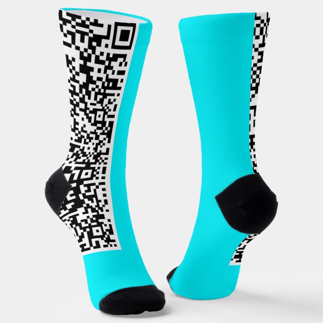 Custom Your QR Code Socks Teal or Choose Colour (Angled)