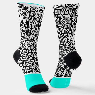 Custom Your QR Code Teal Blue Socks Choose Colours