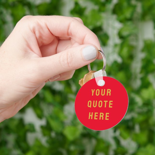 Custom Your Quote Here Gift Red Gold Personalised Key Ring (Hand)