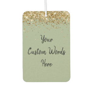 Custom Your Quote Here Personalised Sage Gold Car Air Freshener