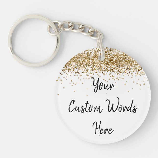 Custom Your Text Here Gold Personalised Your Words Key Ring (Front)