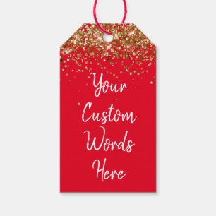 Custom Your Text Here Personalised Red Gold White Gift Tags