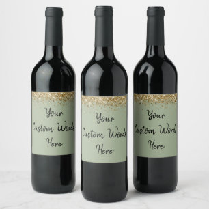 Custom Your Text Here Personalised Sage Green Gift Wine Label