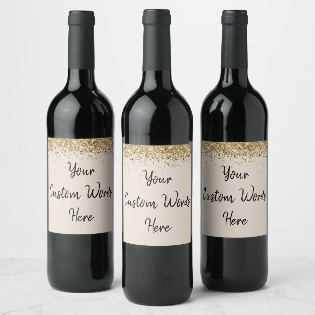 Custom Your Text Here Personalised Sand Black Gift Wine Label (Bottles)