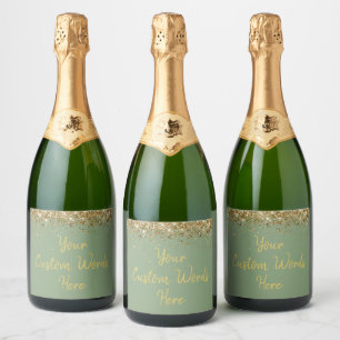 Custom Your Text Here Personalized Sage Green Gift Sparkling Wine Label