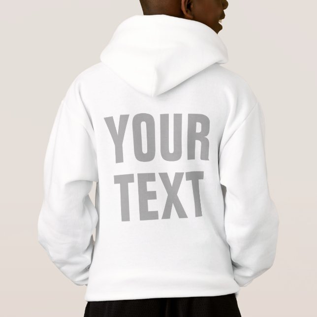 Custom Your Text Kids Boys Big Large Font White (Back)