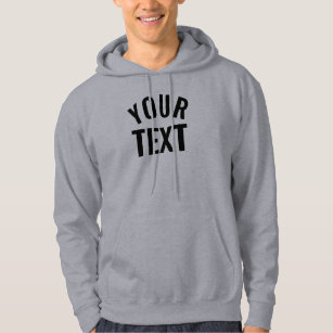 Custom Your Text Name Template Mens Grey Modern Hoodie