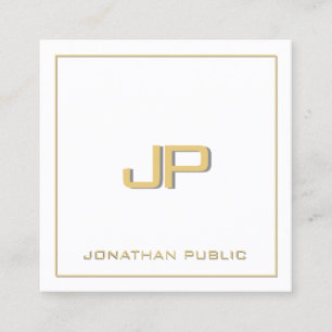 Custom Your Text Template Elegant Gold Monogram Square Business Card