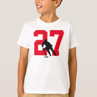 Custom Youth Hockey Player Number Red