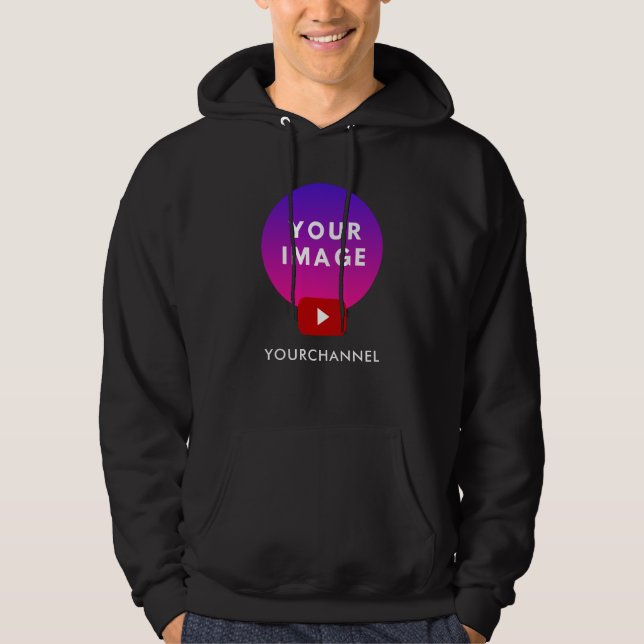 Custom Youtube Channel Name And Image Black Hoodie (Front)
