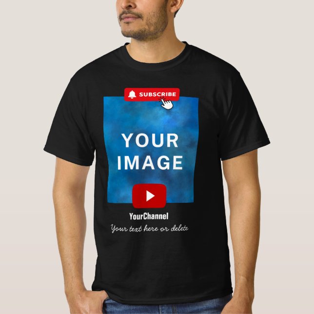 Custom Youtube Channel Name Black T-Shirt (Front)