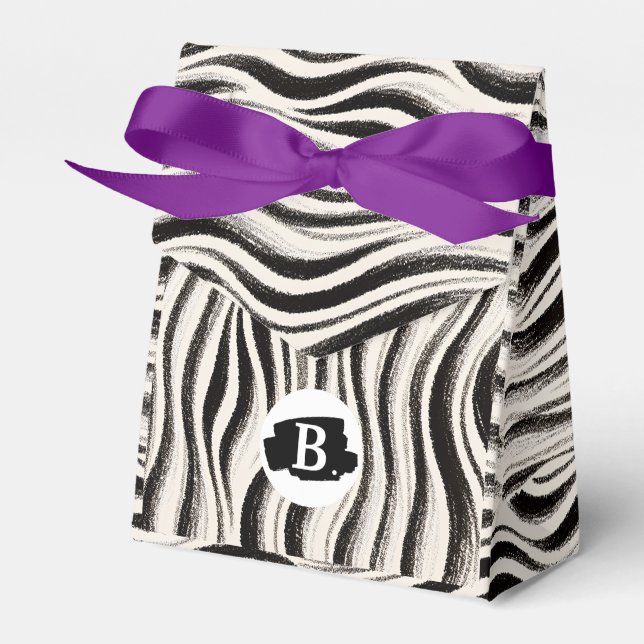 Custom Zebra Favour Box with Ribbon – Personalised (Front Side)