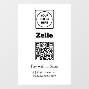 Custom Zelle QR Scan to Pay Business Display