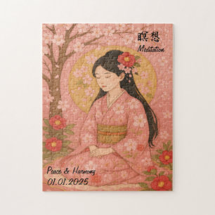 Custom Zen Meditation Mindful Japan illustration  Jigsaw Puzzle