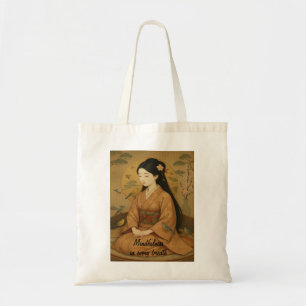 Custom Zen Meditation Whimsical Art Mindfulness Tote Bag