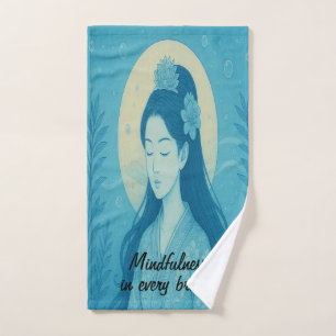 Custom zen Yoga Meditation Mindfulness Blue Hand Towel